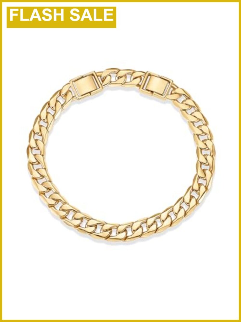 14K Gold Plated Chunky Curb Chain Anklet Flat Link 9 Inch Women's Jewelry